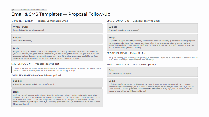 Email & SMS Templates — Proposal Follow-Up
